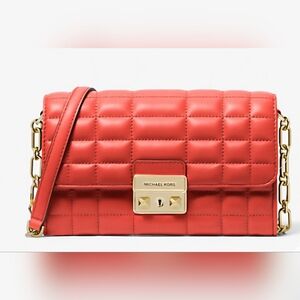 Michael Kors Tribeca Leather Convertible Crossbody Spiced Coral